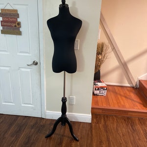 Female Display Dress Form in Black Jersey on Traditional Wood - Etsy