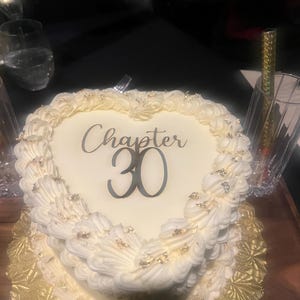 Personalised Chapter 30 Chapter 21 Cake Charm, Heart Cake