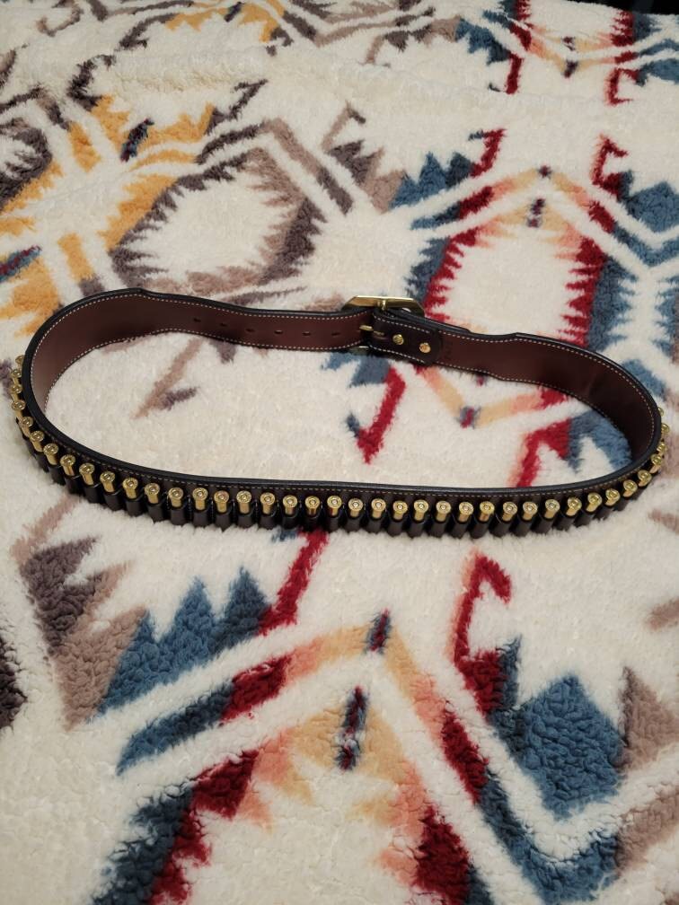 Cartridge Belt 2-1/4&quot; 2 PLY Our Finest Quality Leather Blk, Dk Brn, Russ, Nat Oil, Custom work for the Single Action Shooting Society. USA