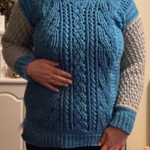 Crochet Cable Stitch Crew Neck Sweater 