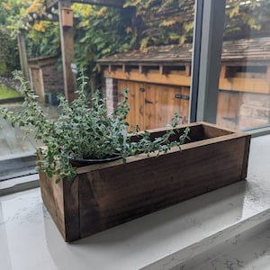 Rustic Wooden Herb Box, Window Sill Planter, Reclaimed, Indoor Herb ...