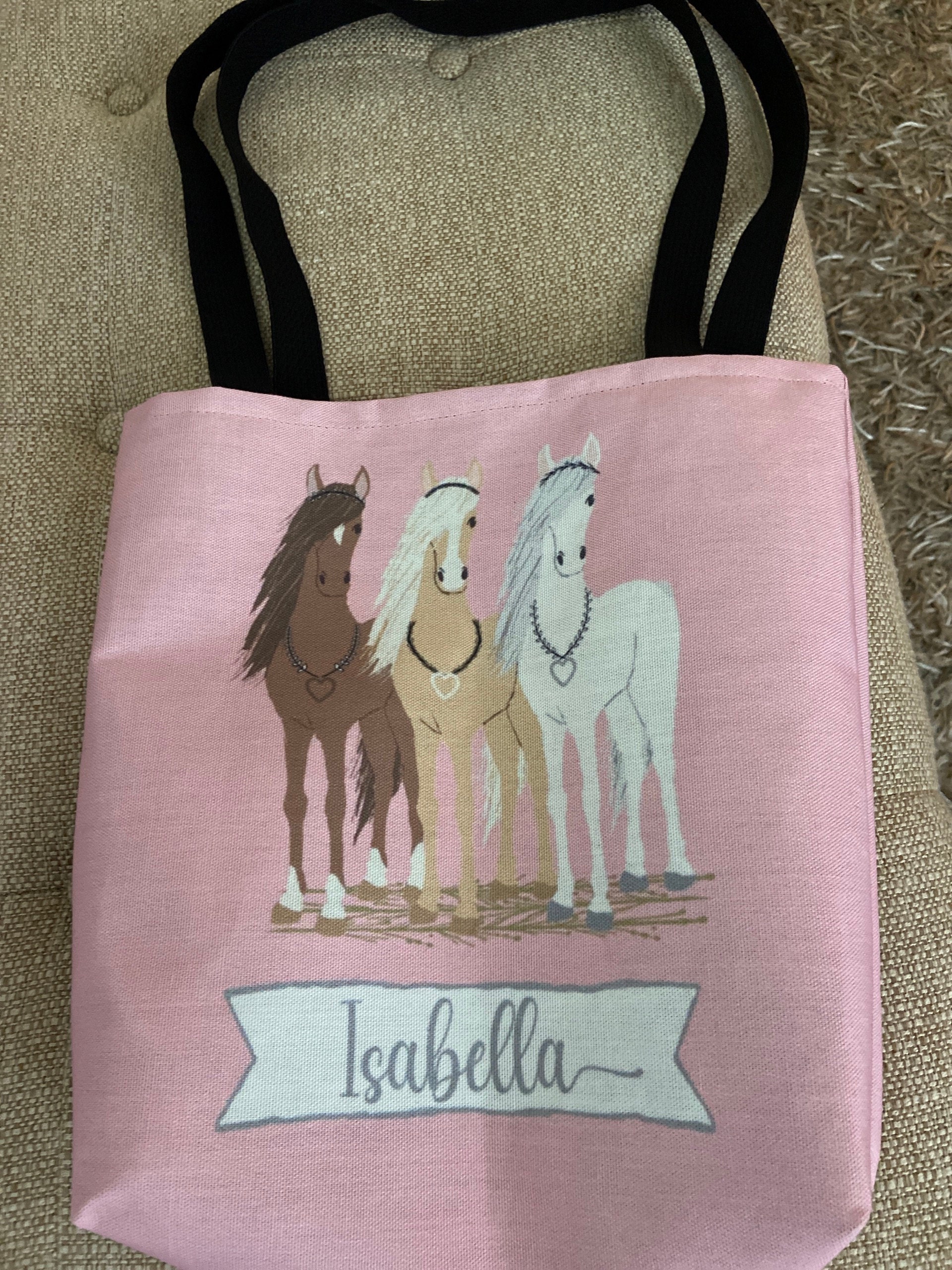 Girls Personalized Horse Tote Bag | Girls Personalized Book Bag | Personalized Overnight Bag for Girls | Horse Tote Bag | Gift for Girls