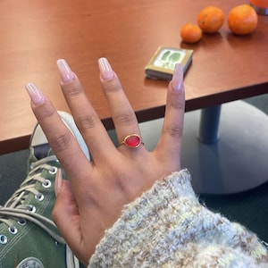 Customer photo from Madeleine, Vermillion Sea Glass Ring, Red Raw Beach Glass Gold Ring