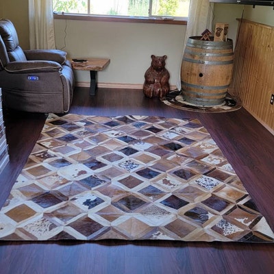 Natural Cowhide Patchwork Rug Handmade Cowhide Carpet Home - Etsy
