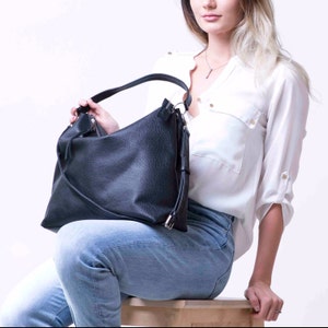 Leather Crossbody Bag Hobo Leather Bag Black Leather Hobo - Etsy