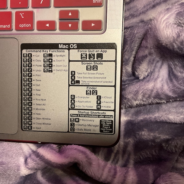 MacBook Keyboard Shortcut Vinyl Decal Sticker | Mac OS Cheat Sheet ...