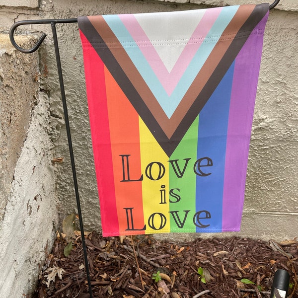 Love is Love Progress Garden Flag | Lgbtq Pride Yard Flag | Rainbow ...