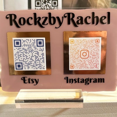 6 QR Codes Sign With Business Card Holder Social Media Signs - Etsy