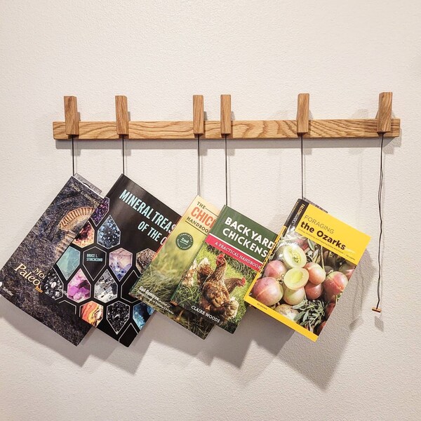 Book Rack in Oak by AGUSTAV / Original Design Floating Bookshelf / Pins ...