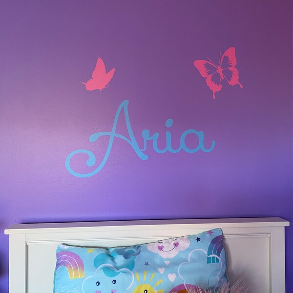 Personalized Name Butterfly Wall Decal - Custom Name Butterfly Wall ...