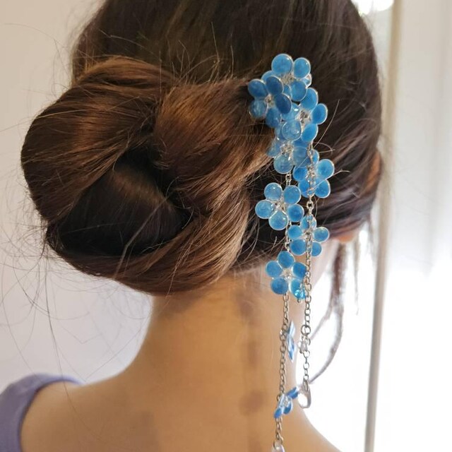 Forget-me-not Resin Japanese Tsumami Kanzashi Hair Stick