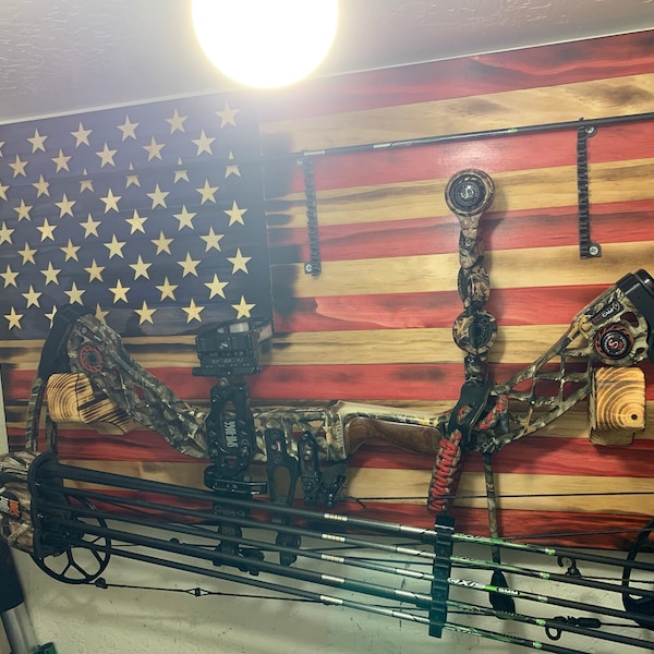 36x20 Rustic American Flag Compound Bow Rack. Hunting Gifts - Etsy