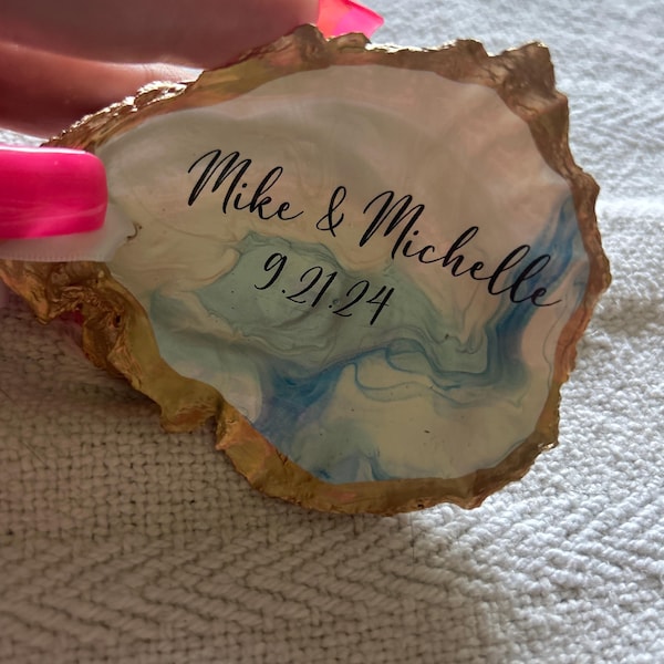 Gold Rim Oyster Shell, Trinket Dish, Ring Dish, Oysters, Oyster Shells ...