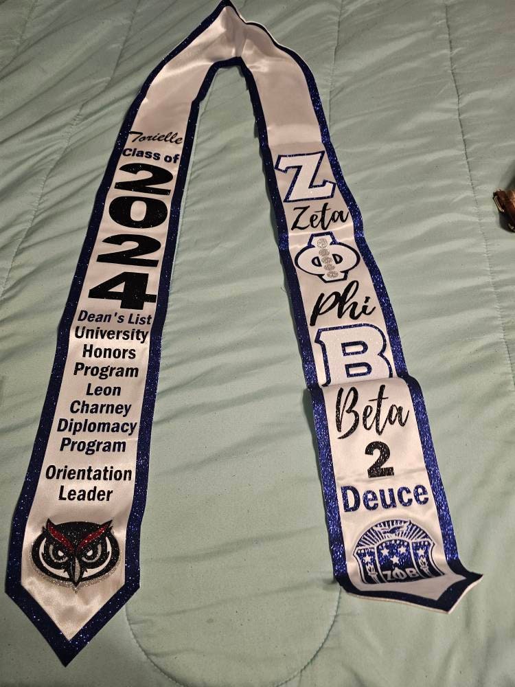 Sorority Graduation Stole | Custom Graduation Stole| Greek Graduation Stole | Pre-Designed Stole | Class of 2025 Stole| Class of 2025 Stole