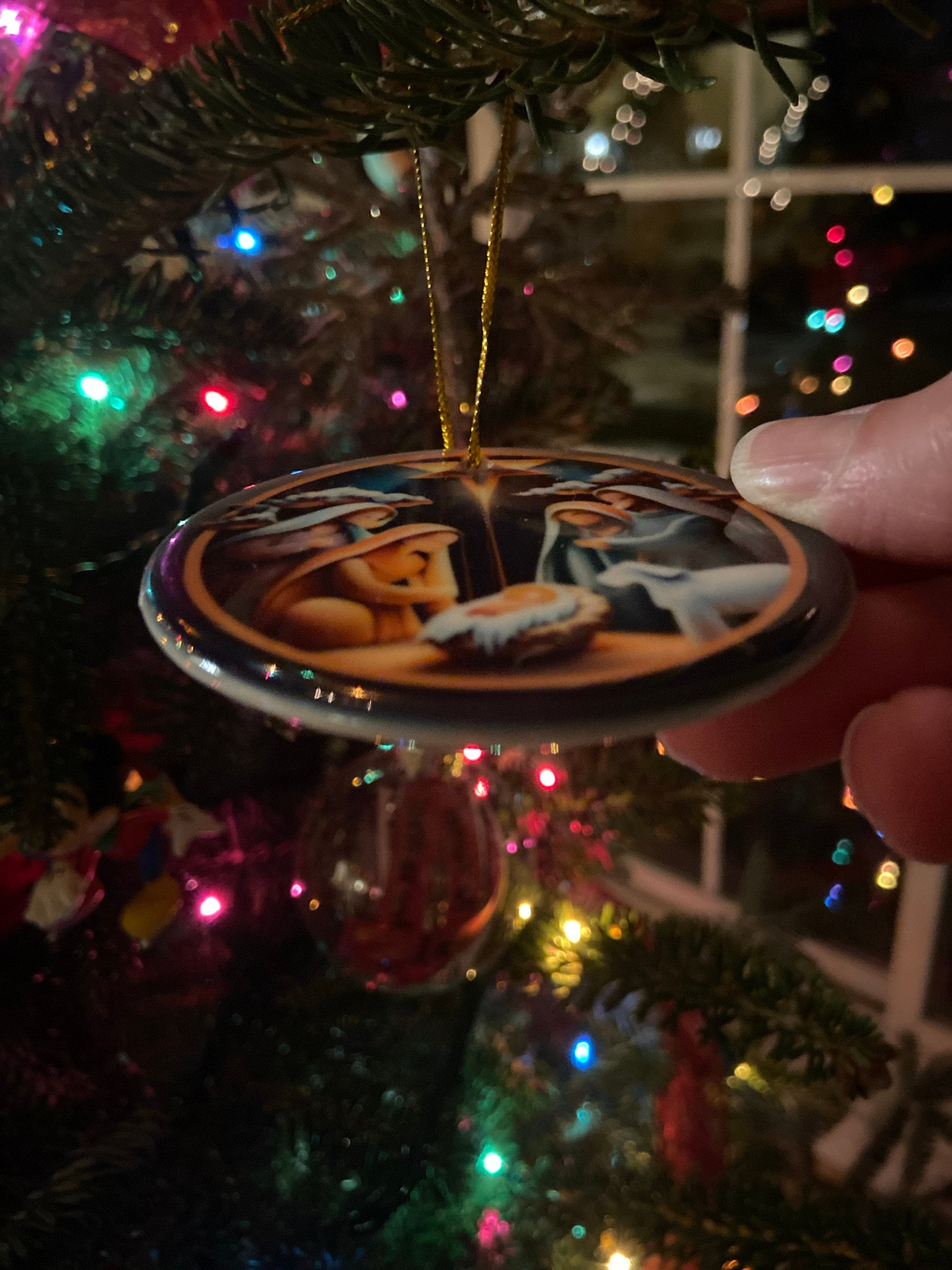 Nativity Christmas Ornament, Christmas Holiday Decorating, Jesus Ornament, Unique Christmas Decoration, Colorful Christmas Ornament