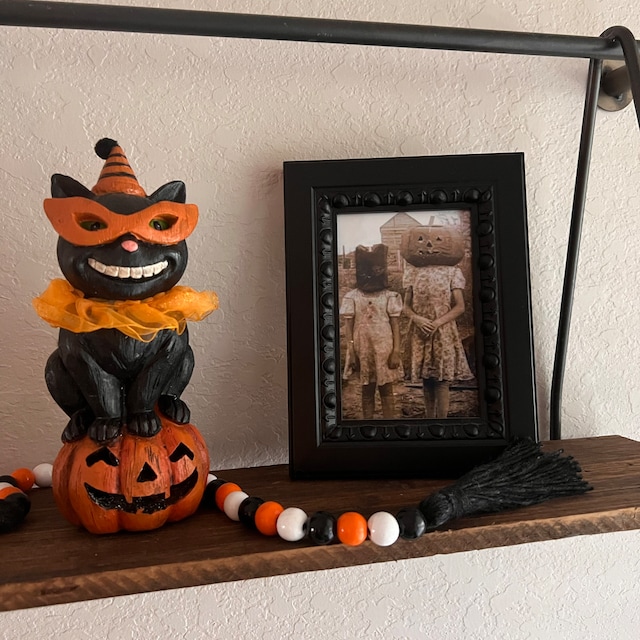 4x6 ヴィンテージ 不気味な子供用ハロウィン写真 カボチャ頭/フクロウ