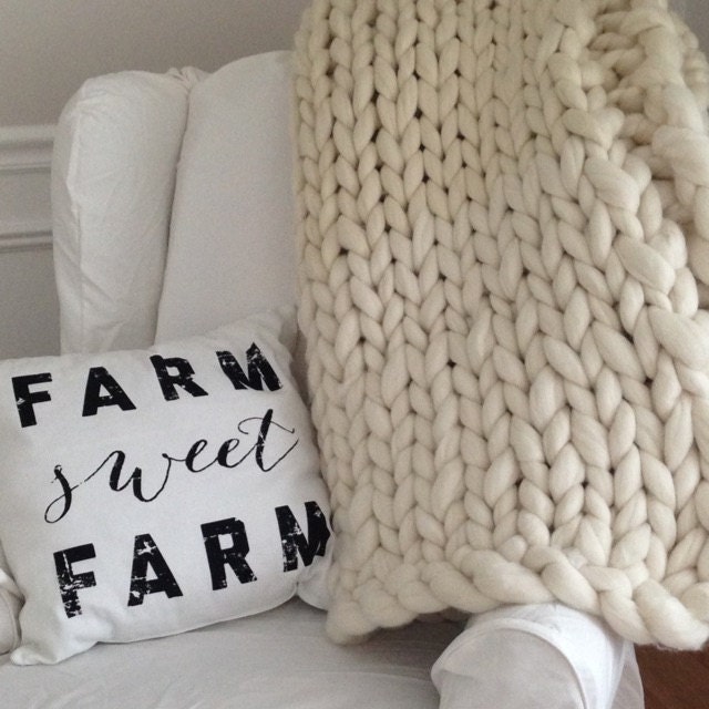 Chunky Blanket 32x48 Pure Merino Wool knit blanket throw Etsy
