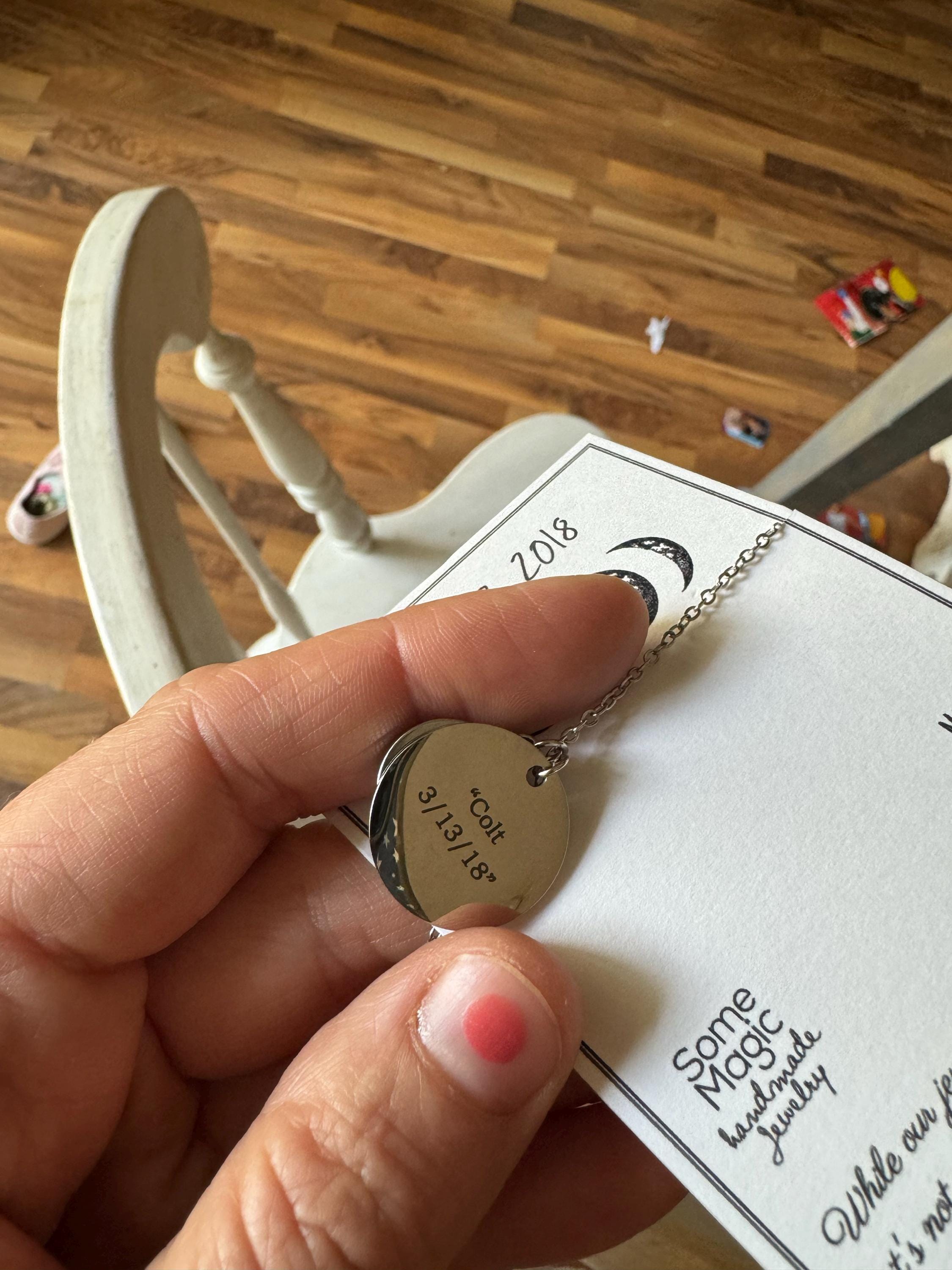 Personalized Moon Phase And Star Map By Date Necklace, Mother&#39;s Day Gift For Mom, Birthday Gift For Daughter, Custom Birth Moon Jewelry, A