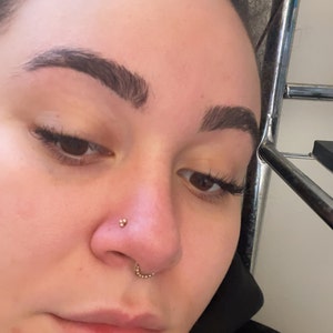 Rose Gold Three Dot Nose Stud Tri Bead Nostril Piercing 3 Ball