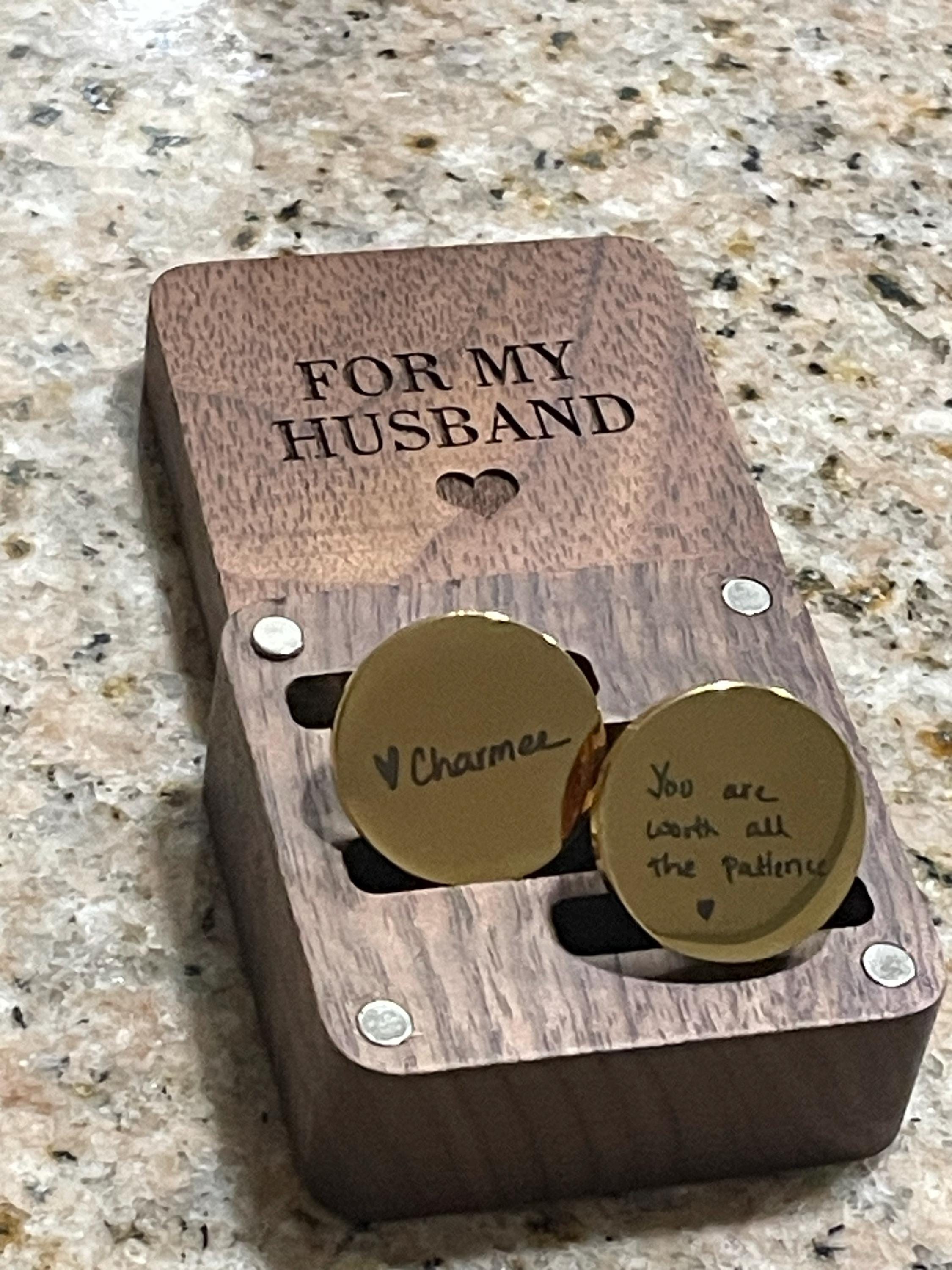 Custom Metal Cufflinks - Engraved Box Optional, Wedding Day Cuff links for Groom Dad Father of the Bride gift, Anniversary Gift for Husband