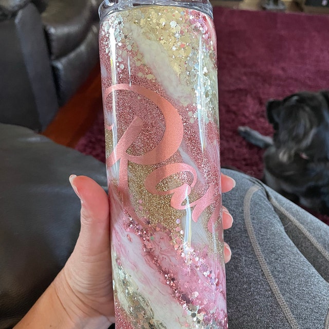 Rose & Gold Leopard Glitter Tumbler - Milky Way Tumbler – Vinyl