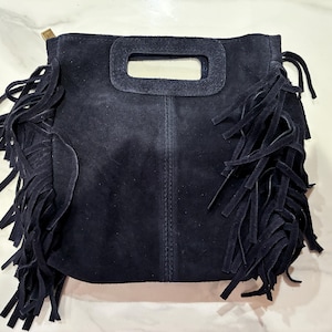 Sac à Franges En Daim Italien, Bandoulière En Cuir Bohème, Sac à Main