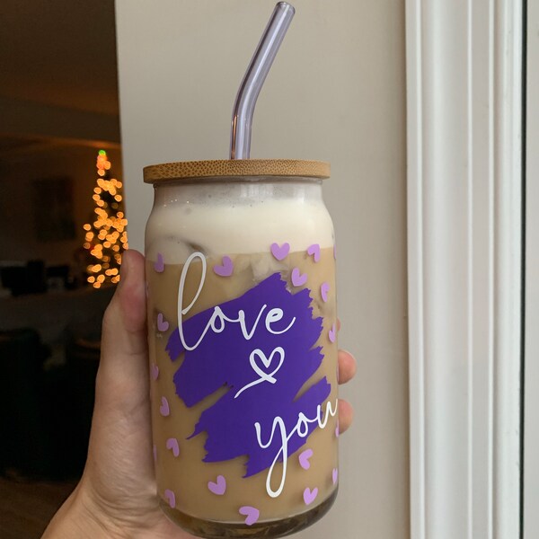 Love You • 16oz Glass Can Cutfile, Svg Dxf Png Files Digital Download ...