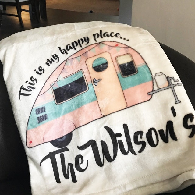 Happy Camper/Personalized Blanket /Personalized Throw