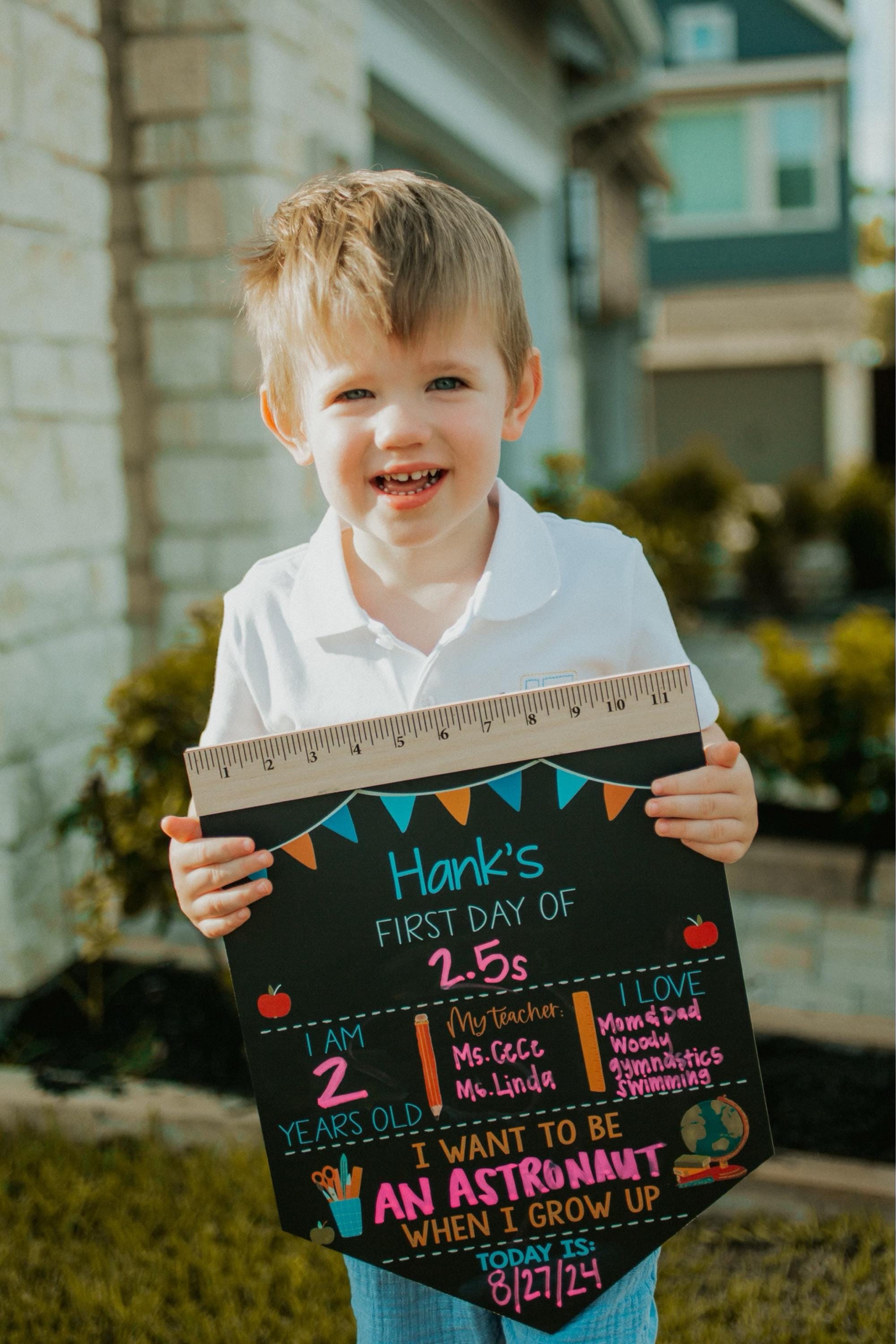 First Day of School Sign, Back to School Chalkboard, Reusable 1st Day Board, Last Day, Kindergarten, First Grade, Preschool, Ruler, BloomOwl