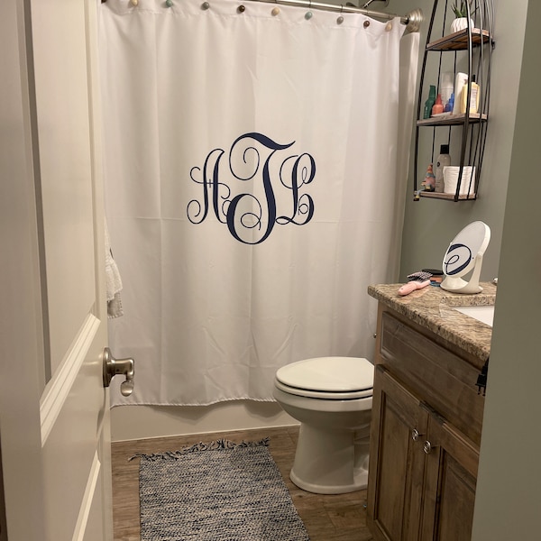 Custom Monogram Shower Curtain & Bath Mat Set: Classy Bathroom Decor - Etsy