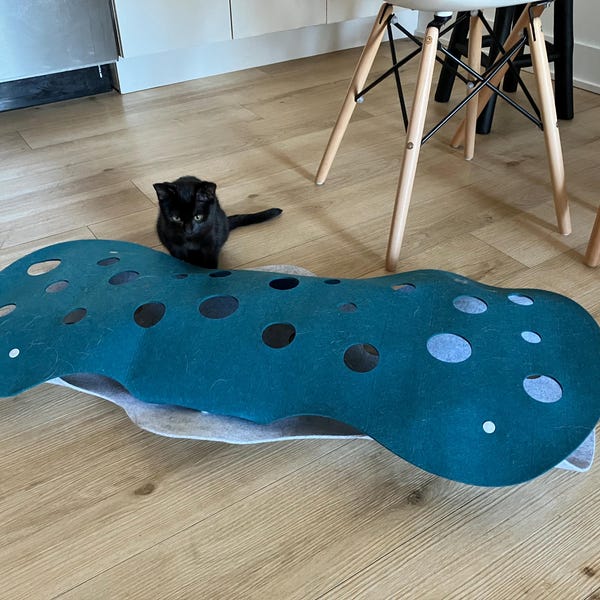 Felt Cat Tunnel: Interactive Activity Mat & Play Rug, Pet Enrichment ...