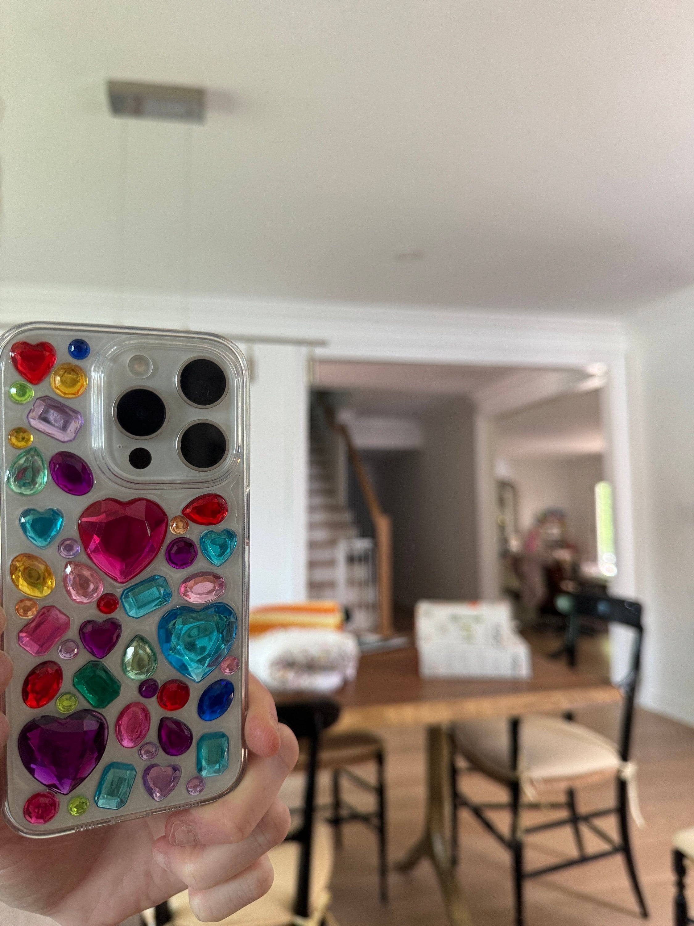 Bling Rhinestone 3D Phone Case, Holographic Insert Phone Case, Glitter iPhone Case, Hearts Phone Case for iPhone 12/13/14/15 Pro Max, Galaxy