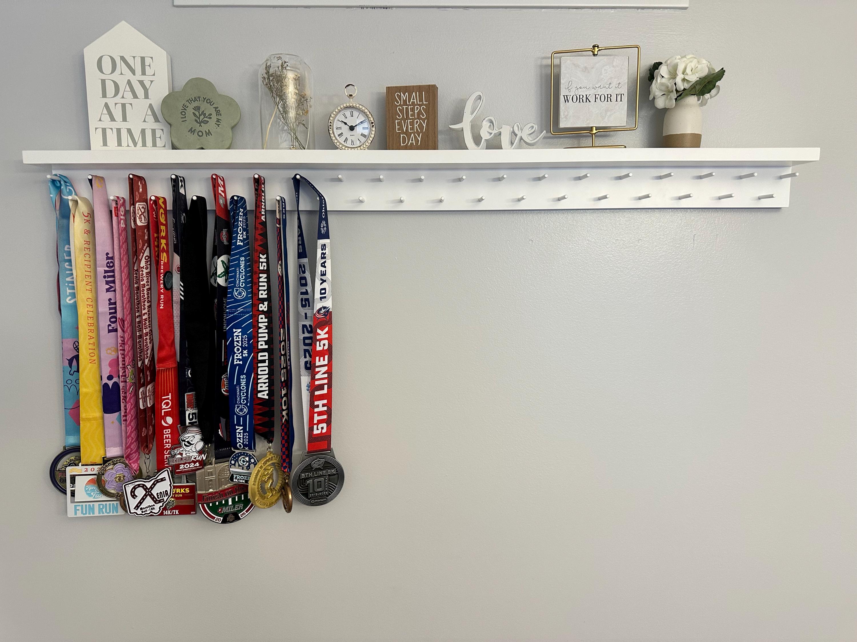 Medal Awards Rack Ultimate Medal Hanger Display and Trophy Shelf - Multi-Purpose Trophy and Medal Holder,  Solid Wood  and Patented Display