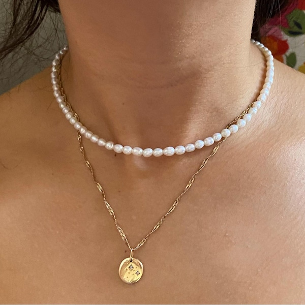ABBY 5 Sizes Freshwater Pearl Necklace Choker, Tiny Small Pearl Choker — free download