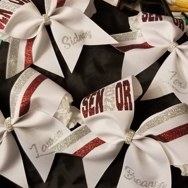 Senior Bow/double Stripe Senior Bow/cheer Bows/senior Bow/team Bows - Etsy