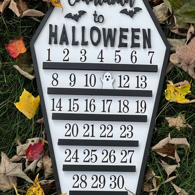 Countdown to Halloween Coffin Calendar Ghost SVG Laser File - Etsy