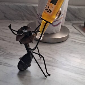 Metal Ant Bottle Holder Rustic Handmade Recycled Metal Art Made