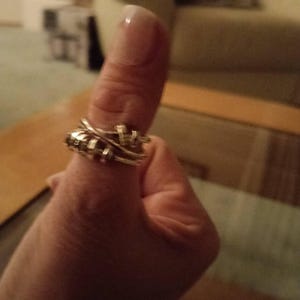 Anello Donna Argento Sterling 925 Anello Antistress Regolabile Aperto Sottile Accessori con Perline Rotante Regali di Gioielli per Unisex Uomini Mamma Moglie Ragazze Figlia