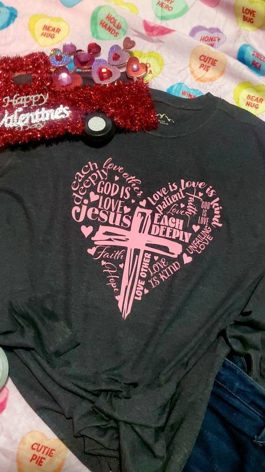 Jesus is Love, Word Heart Cross Valentine&#39;s day SVG File for shirt, Cutting Machine, Silhouette Cameo, Cricut, Commercial Use Digital Design