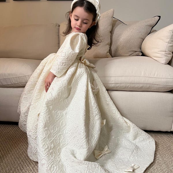 Girls Communion Dress Baby Birthday White Princess Dress