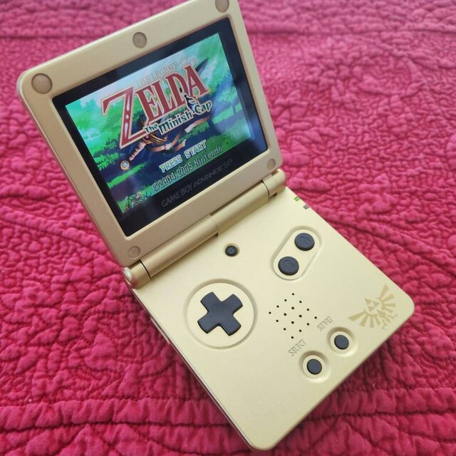 Nintendo Game Boy Advance GBA SP Zelda Triforce Custom Gold