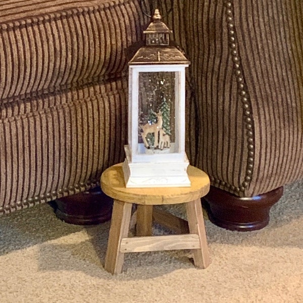 Mini Wooden Stool Plant Stand – Farmhouse Decor Riser, Rustic Wood ...