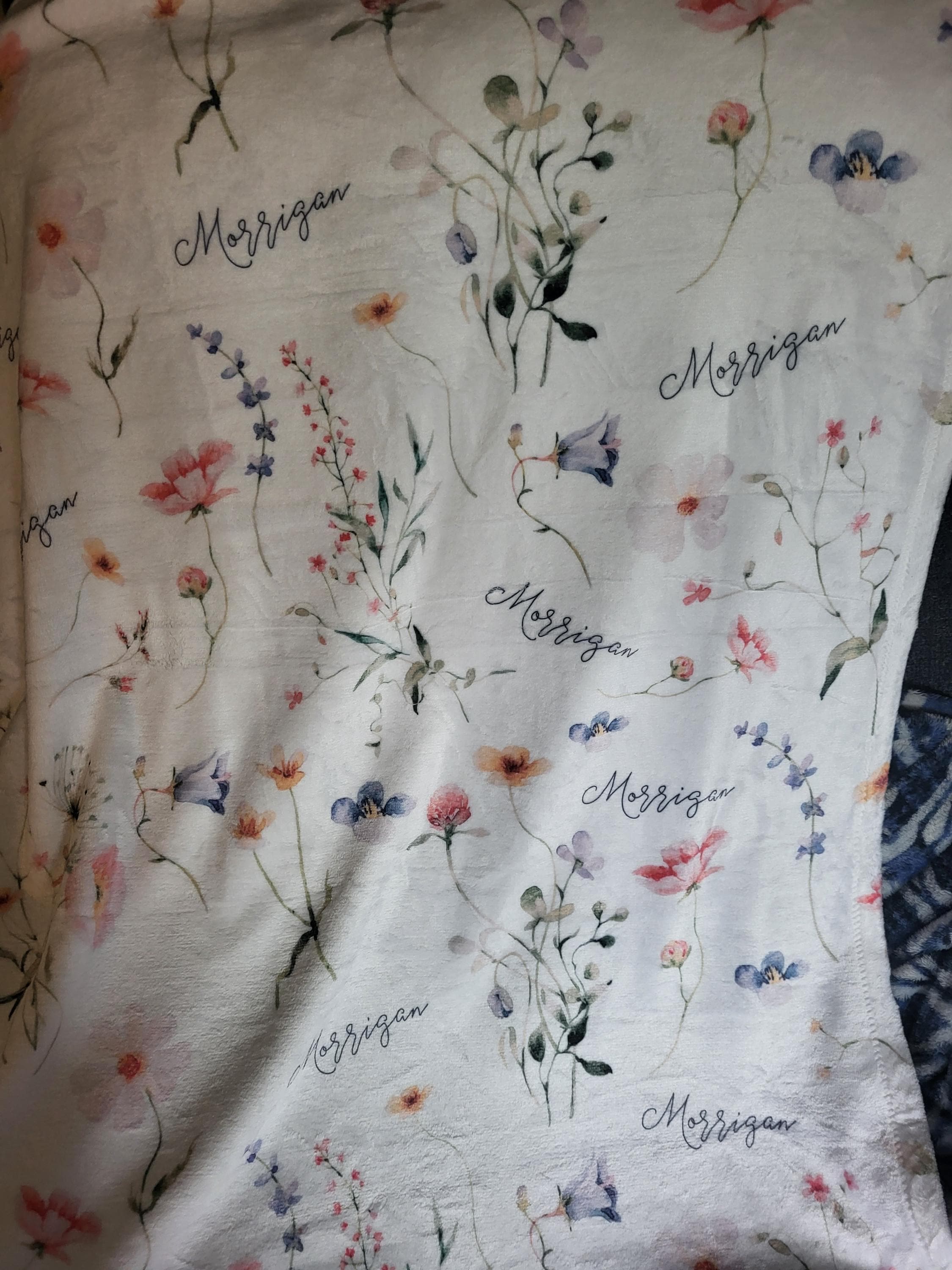Personalized Wildflower Baby Blanket Custom Baby Shower Gift Newborn Nursery Decor Girl Minky Baby Blanket Fleece Newborn Blanket Girl B1