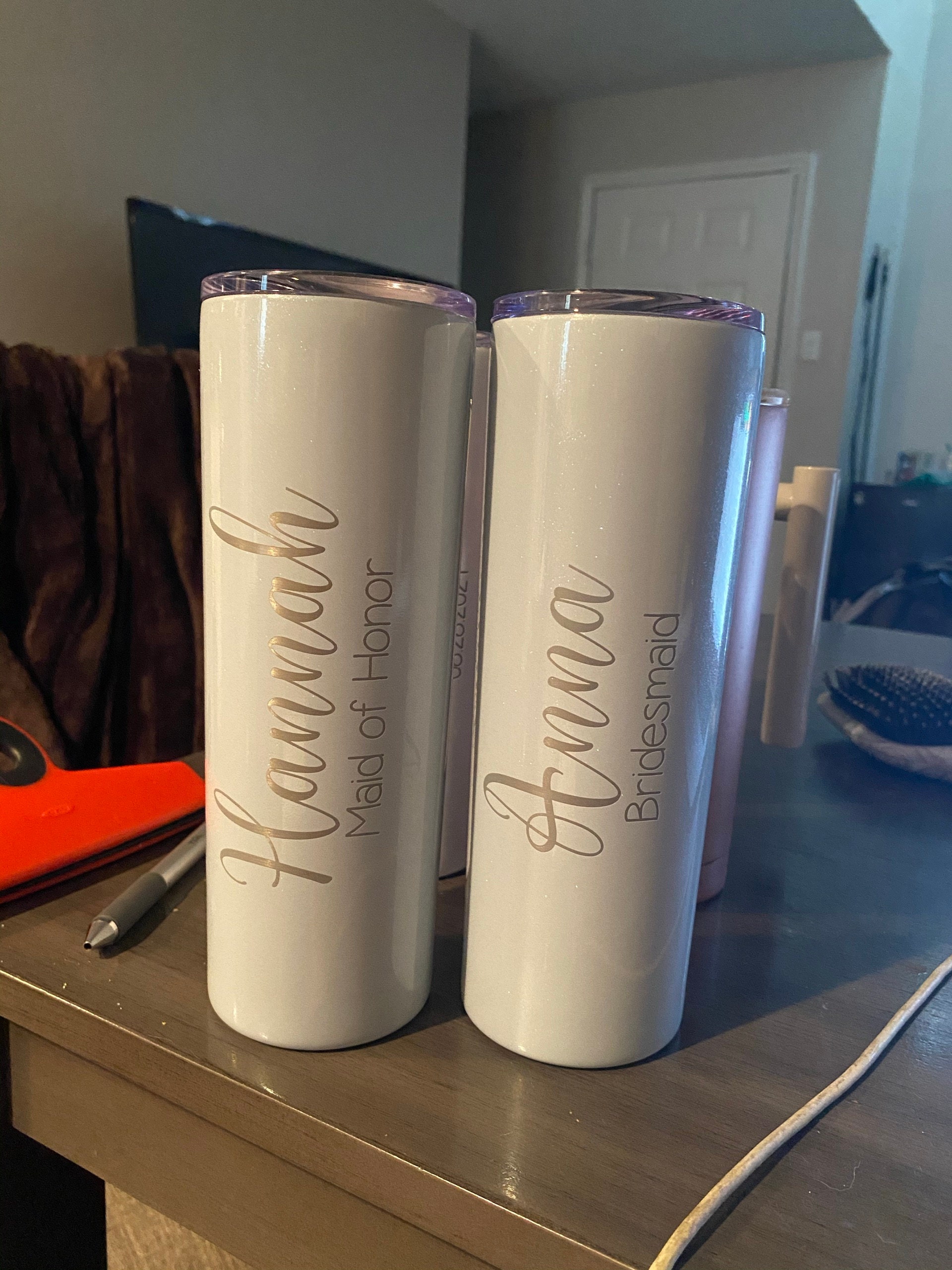 Personalized Tall Metal Tumblers with Lid and Straw Bridesmaid Gifts R –  The Native Bride