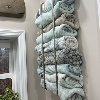 Bathroom Towel Storage, Wall Storage, Bathroom Decor, Towel Storage ...