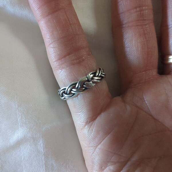 Handmade Sterling Silver Celtic Braid Ring – 925 Stackable Band – Art Deco Style – Sizes Available