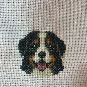 Kit Point De Croix Pré-imprimé 11CT 40x50cm - Motif Chien Bouvier Bernois, Complet Pour Débutant - 7
