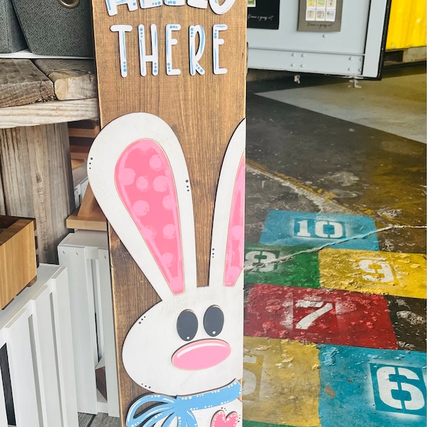 Easter Bunny Porch Leaner Sign SVG File - 4ft Bunny Porch Spring Sign ...