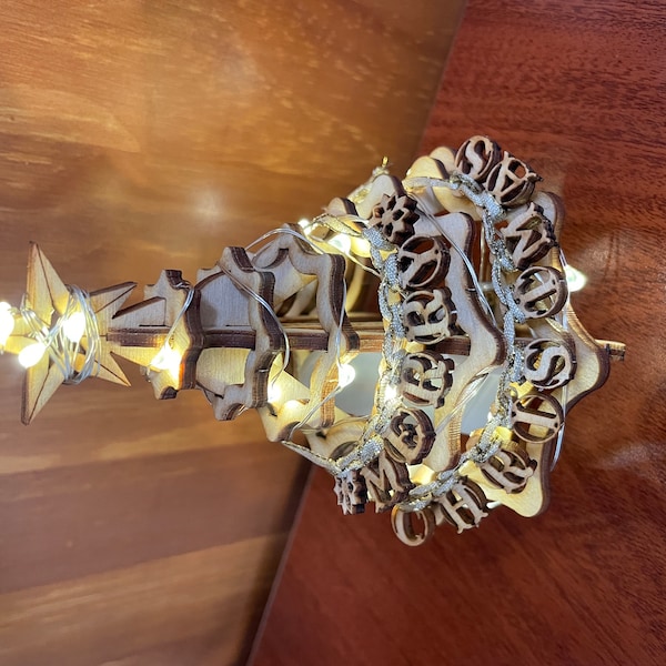 Christmas Tree Kit. Miniature Wooden Desktop Tree Made From a Single ...