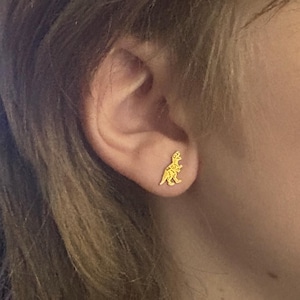 Customer photo, T-Rex Fossil Stud Earrings